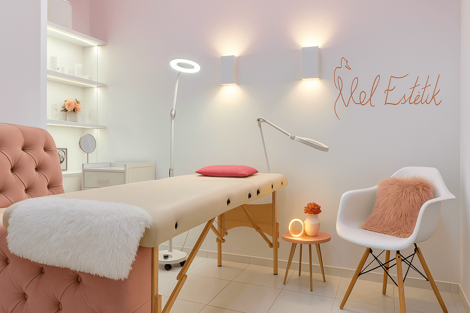 Fundo do salão de beleza da Mel Estétik